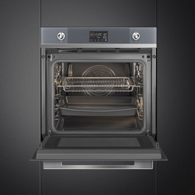 Smeg SO6102M2S 60cm Linea Speedwave XL Combi Microwave, Silver Glass