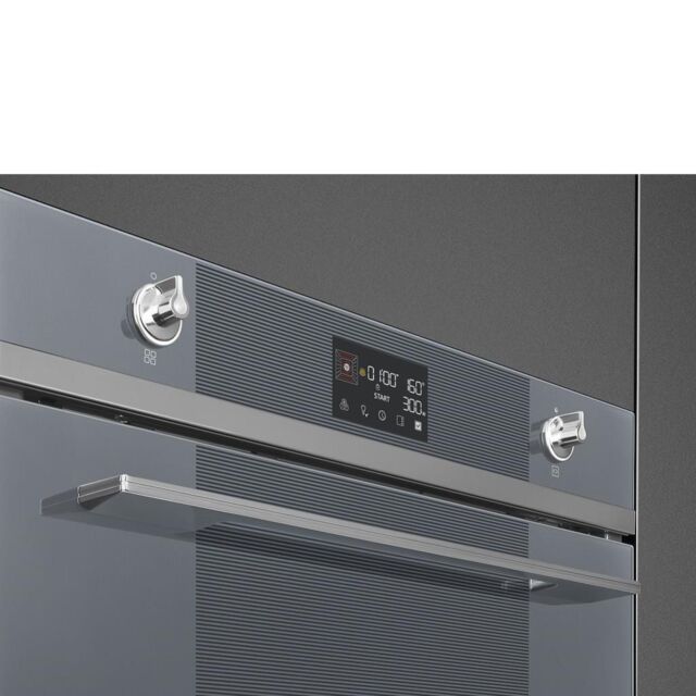 Smeg SO6102M2S 60cm Linea Speedwave XL Combi Microwave, Silver Glass