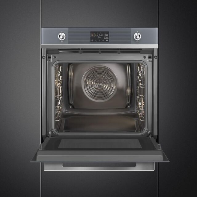 Smeg SO6102M2S 60cm Linea Speedwave XL Combi Microwave, Silver Glass