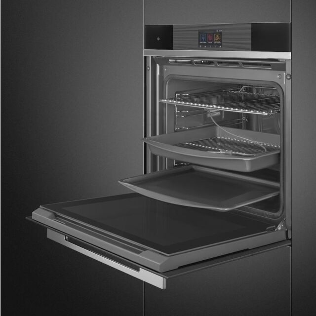 Smeg SOP6104TPN 60cm Linea Pyrolytic Multifunction Oven in Black Glass