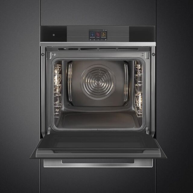 Smeg SOP6104TPN 60cm Linea Pyrolytic Multifunction Oven in Black Glass