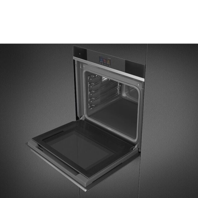 Smeg SOP6104TPN 60cm Linea Pyrolytic Multifunction Oven in Black Glass