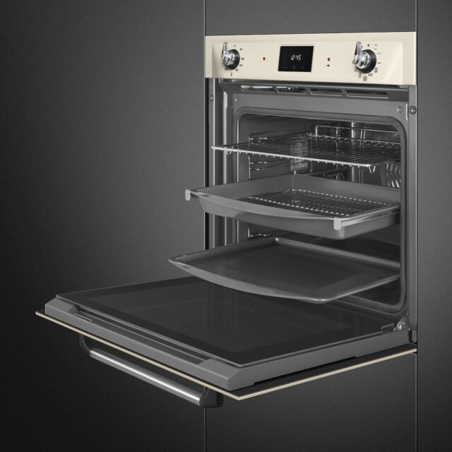Smeg SOP6900TP 60cm Victoria Pyrolytic Single Oven, Cream