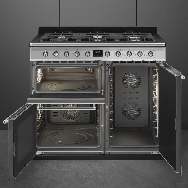 Smeg SY103 100cm Symphony Dual Fuel Range Cooker, Stainless Steel