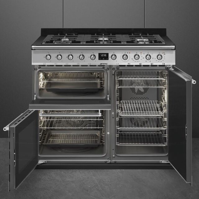 Smeg SY103 100cm Symphony Dual Fuel Range Cooker, Stainless Steel