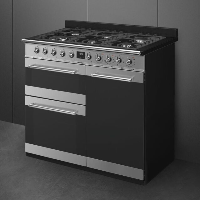 Smeg SY103 100cm Symphony Dual Fuel Range Cooker, Stainless Steel