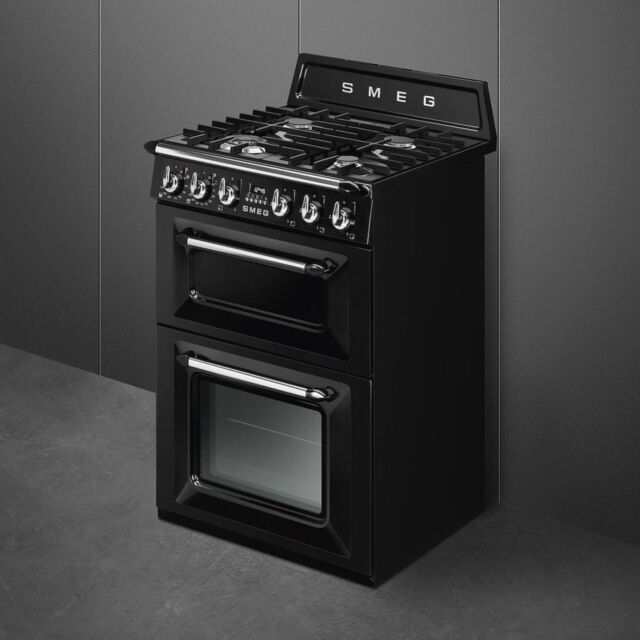 Smeg TR62BL 60cm Victoria Dual Fuel Cooker, Black