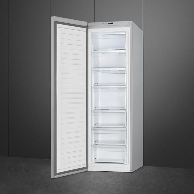 Smeg UKFF18EN2HX 60cm Freestanding No Frost Freezer, Stainless Steel