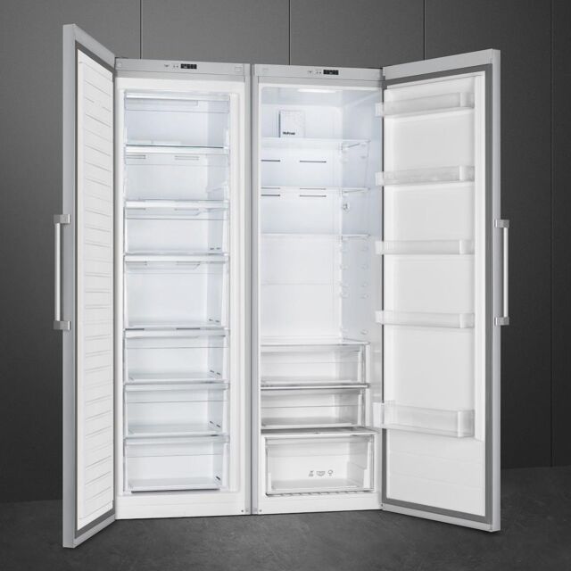 Smeg UKFF18EN2HX 60cm Freestanding No Frost Freezer, Stainless Steel