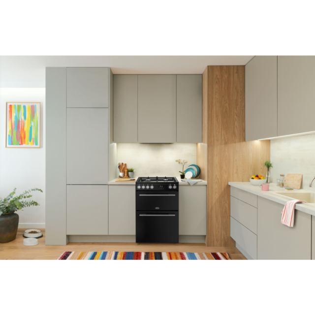 Belling FSA VISION 60DF 60cm Dual Fuel Cooker with Double Oven - Black & Silver Steel