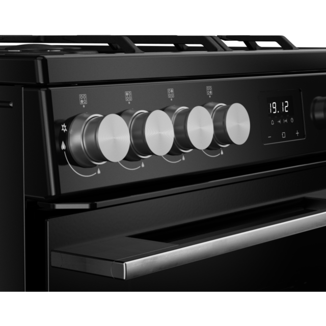 Belling FSA VISION 60DF 60cm Dual Fuel Cooker with Double Oven - Black & Silver Steel