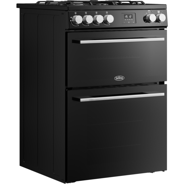 Belling FSA VISION 60DF 60cm Dual Fuel Cooker with Double Oven - Black & Silver Steel