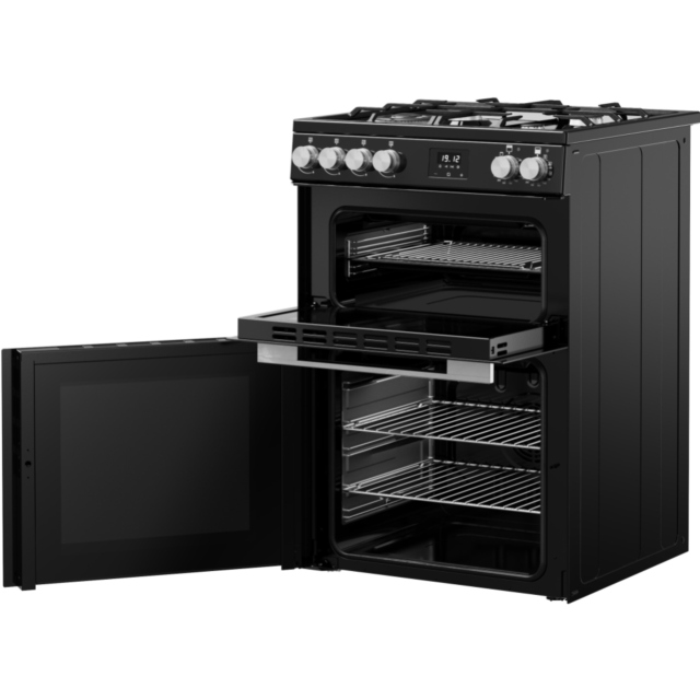 Belling FSA VISION 60DF 60cm Dual Fuel Cooker with Double Oven - Black & Silver Steel