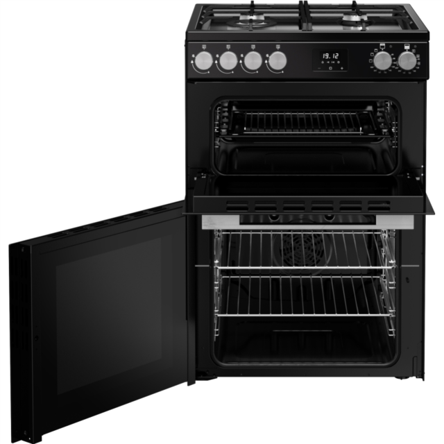 Belling FSA VISION 60DF 60cm Dual Fuel Cooker with Double Oven - Black & Silver Steel