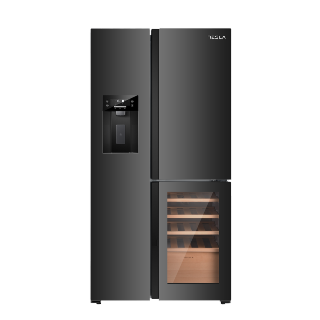 Tesla T530TDBG Level 3 T Door Fridge Freezer with Ice and Water - Black