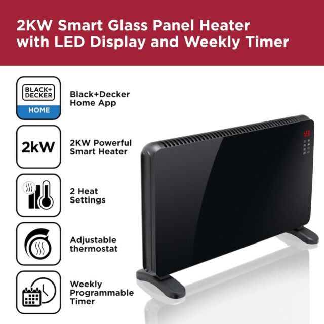 Black & Decker BXCV41011GB 2KW Smart Glass Panel Heater