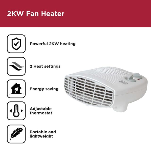 Black & Decker BXSH37005GB 2KW Flat Fan Heater