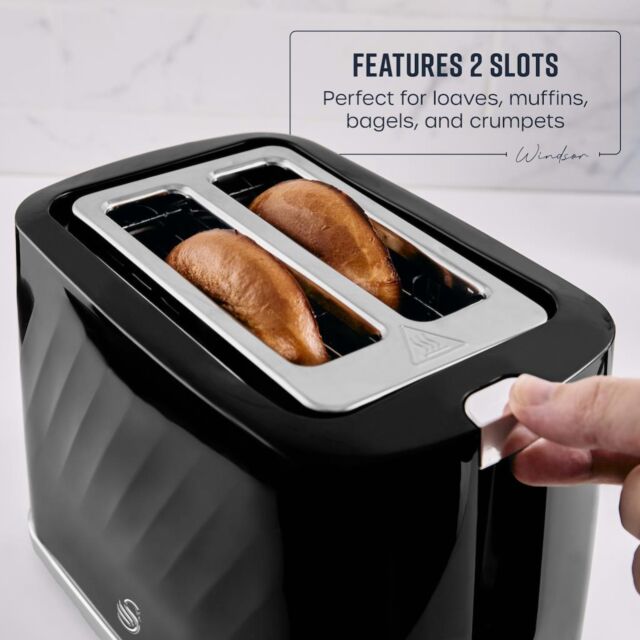 Swan ST14071BLK Windsor 2 Slice Textured Toaster