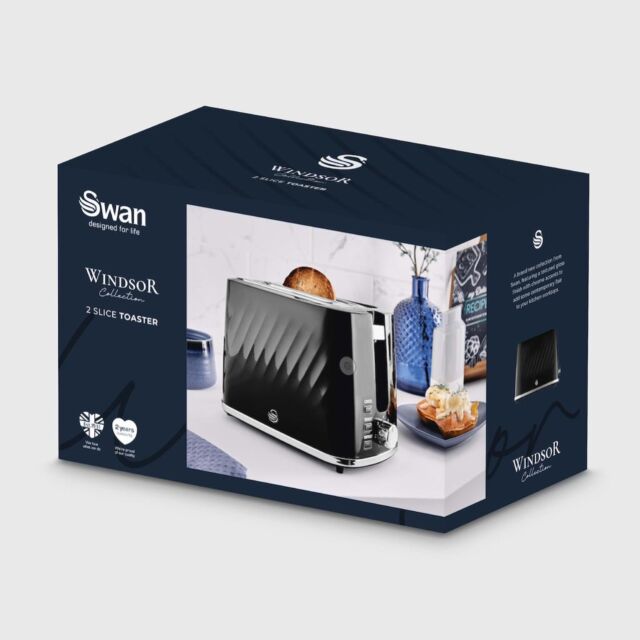 Swan ST14071BLK Windsor 2 Slice Textured Toaster