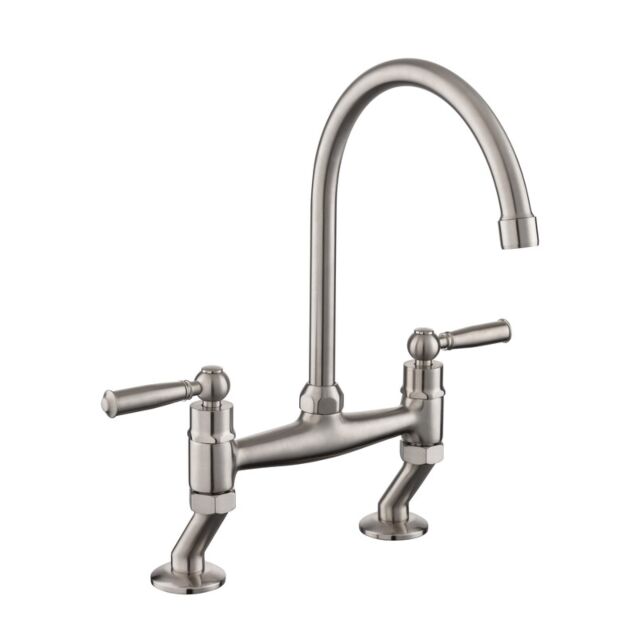 Rangemaster TAQCLASSBRBF/BF Aquaclassic Dual Lever Bridge Tap - Brushed Finish