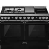 Smeg CPF120IGMPBL 120cm Portofino Dual Fuel Range Cooker, Black
