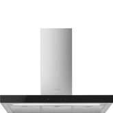 Smeg KBT9L4VN 90cm Chimney Hood, Stainless Steel with Black Glass Facia Auto